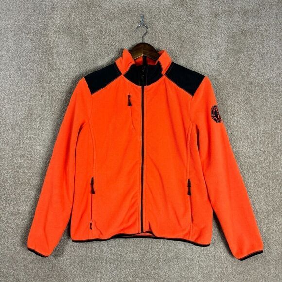 LRL Ralph Lauren Active Jacket Womens Size Large L‎ Orange/Black Fleece Full Zip - Picture 1 of 10